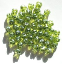 50 6mm Transparent Green Lustre Ruffled Round Beads